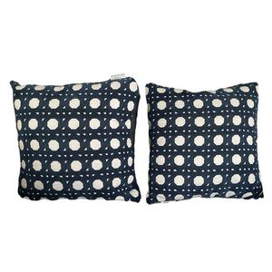 Navy and White Patterned Velvet Throw Pillows